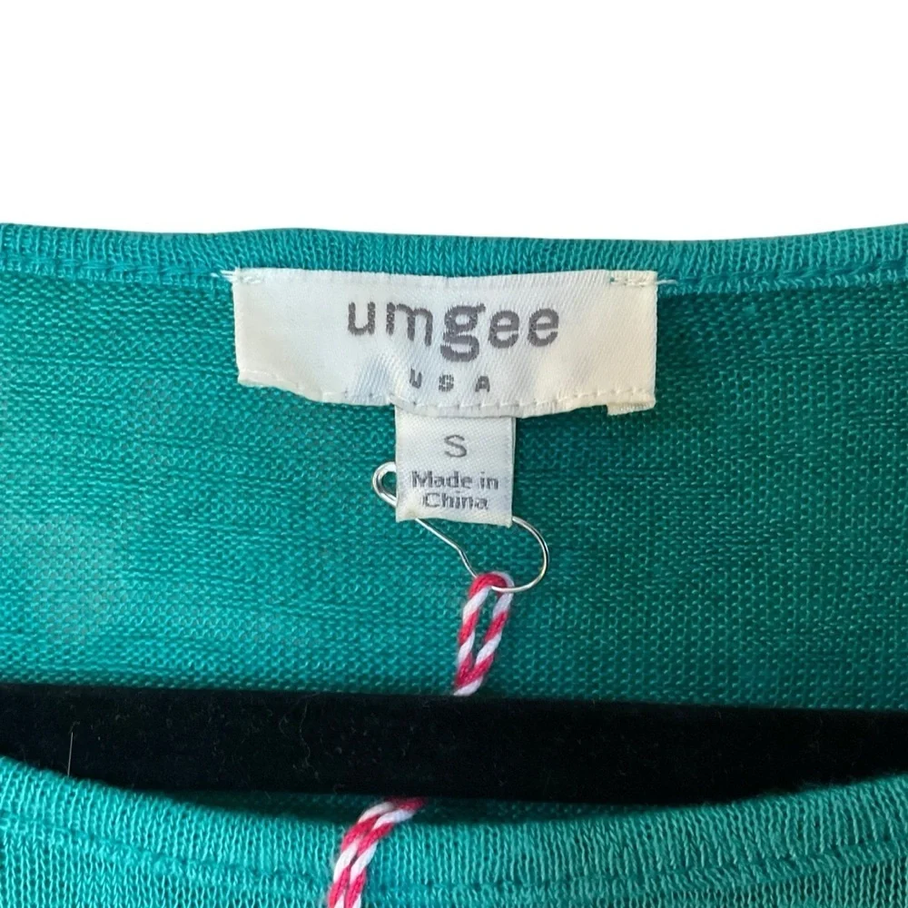 Umgee Teal Long Sleeve Tunic Top w/ Crochet Lace Hem – NWT – Size Small